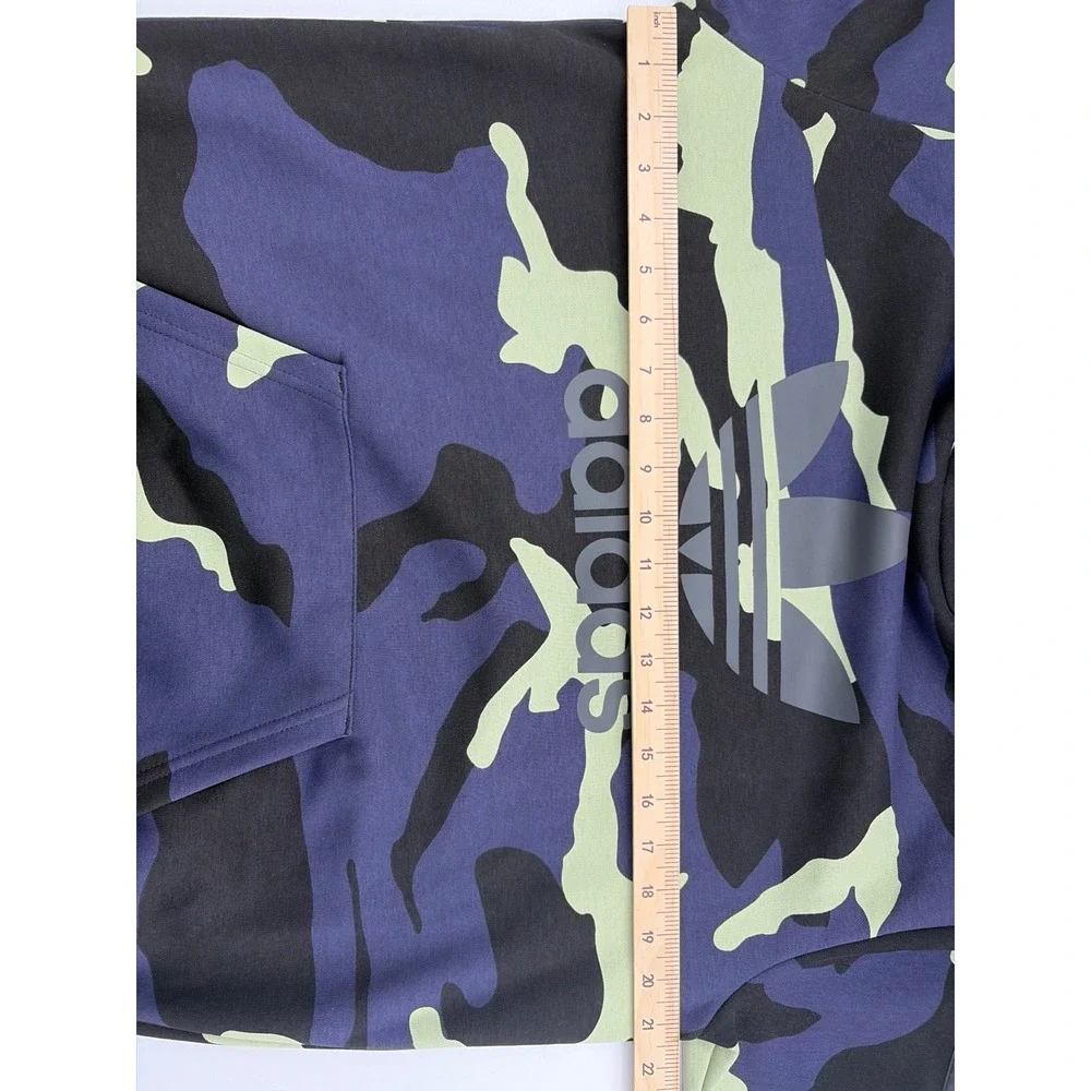 Adidas Originals Mens Camo Hoodie Shadow Navy Trefoil Logo HF4882 Size M